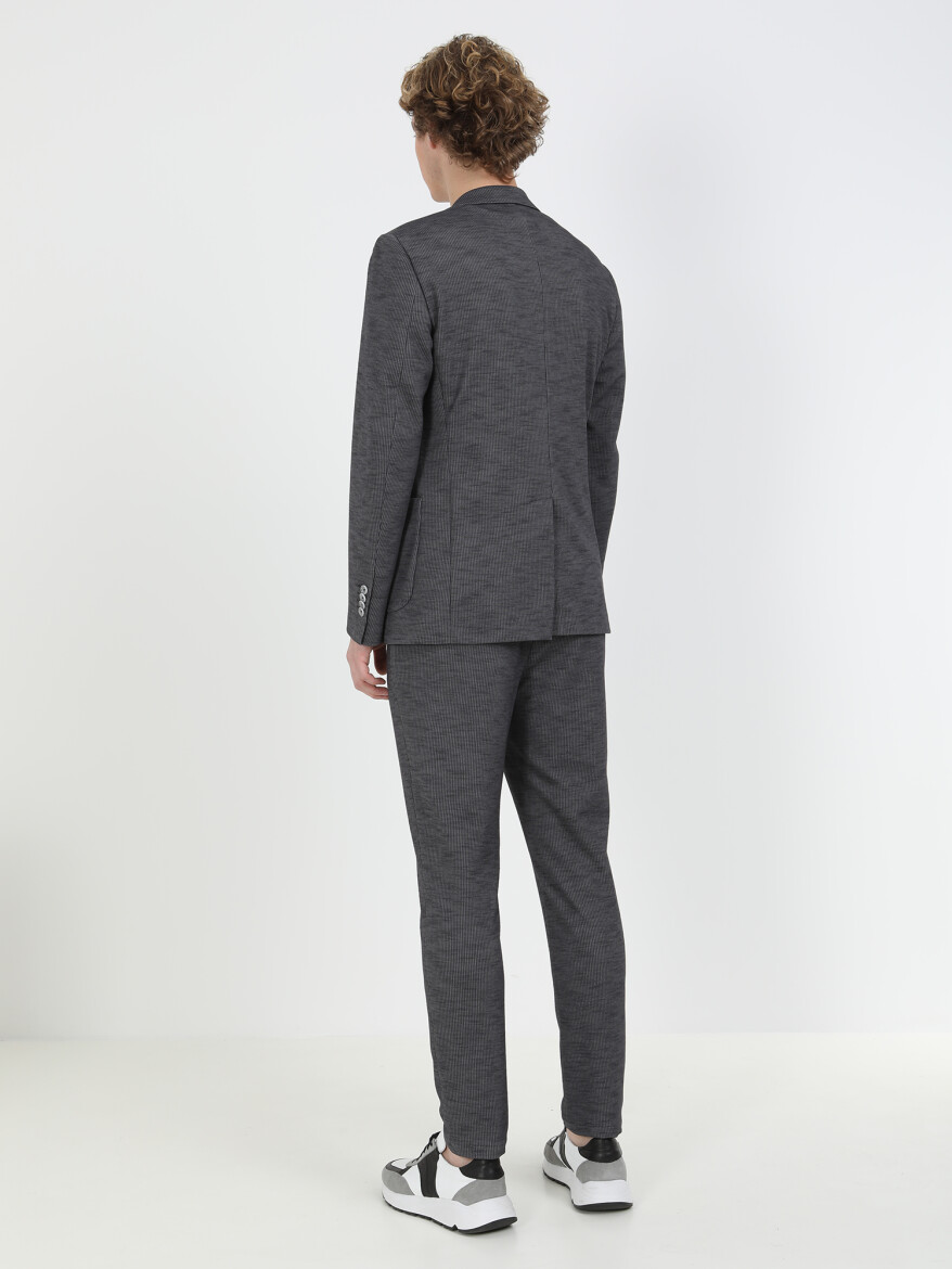 Hard Coal Striped Modern Fit Cotton Blended Suit - 9