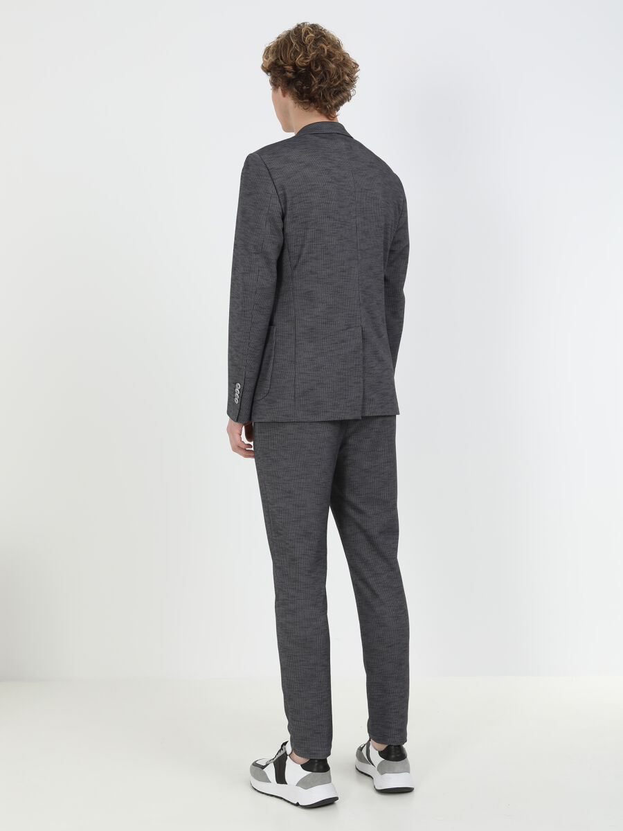 Hard Coal Striped Modern Fit Cotton Blended Suit - 9