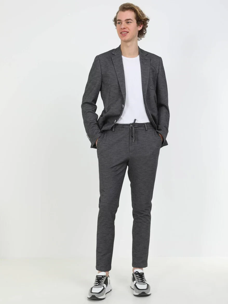 Hard Coal Striped Modern Fit Cotton Blended Suit - 7