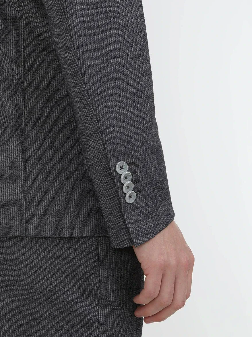 Hard Coal Striped Modern Fit Cotton Blended Suit - 11