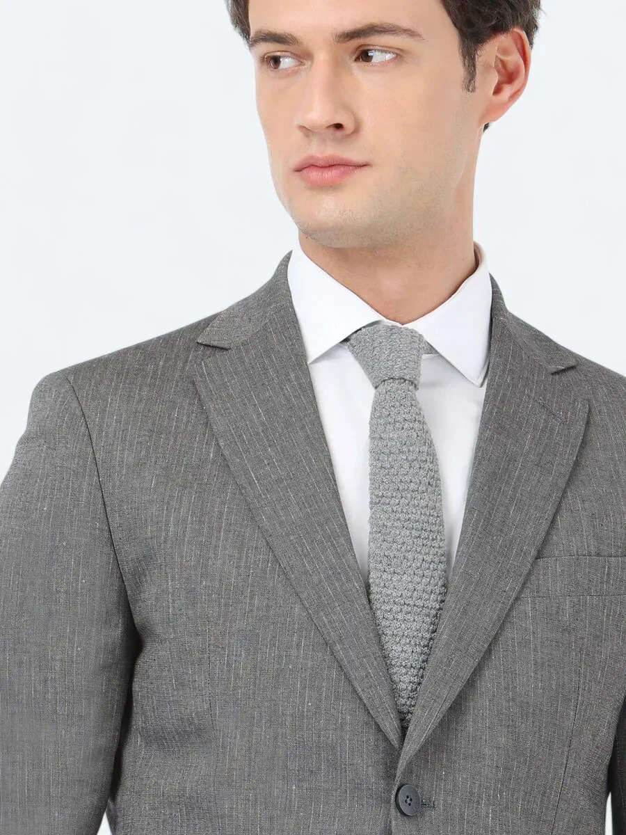Hard Coal Striped Modern Fit Cotton Blended Suit - 4