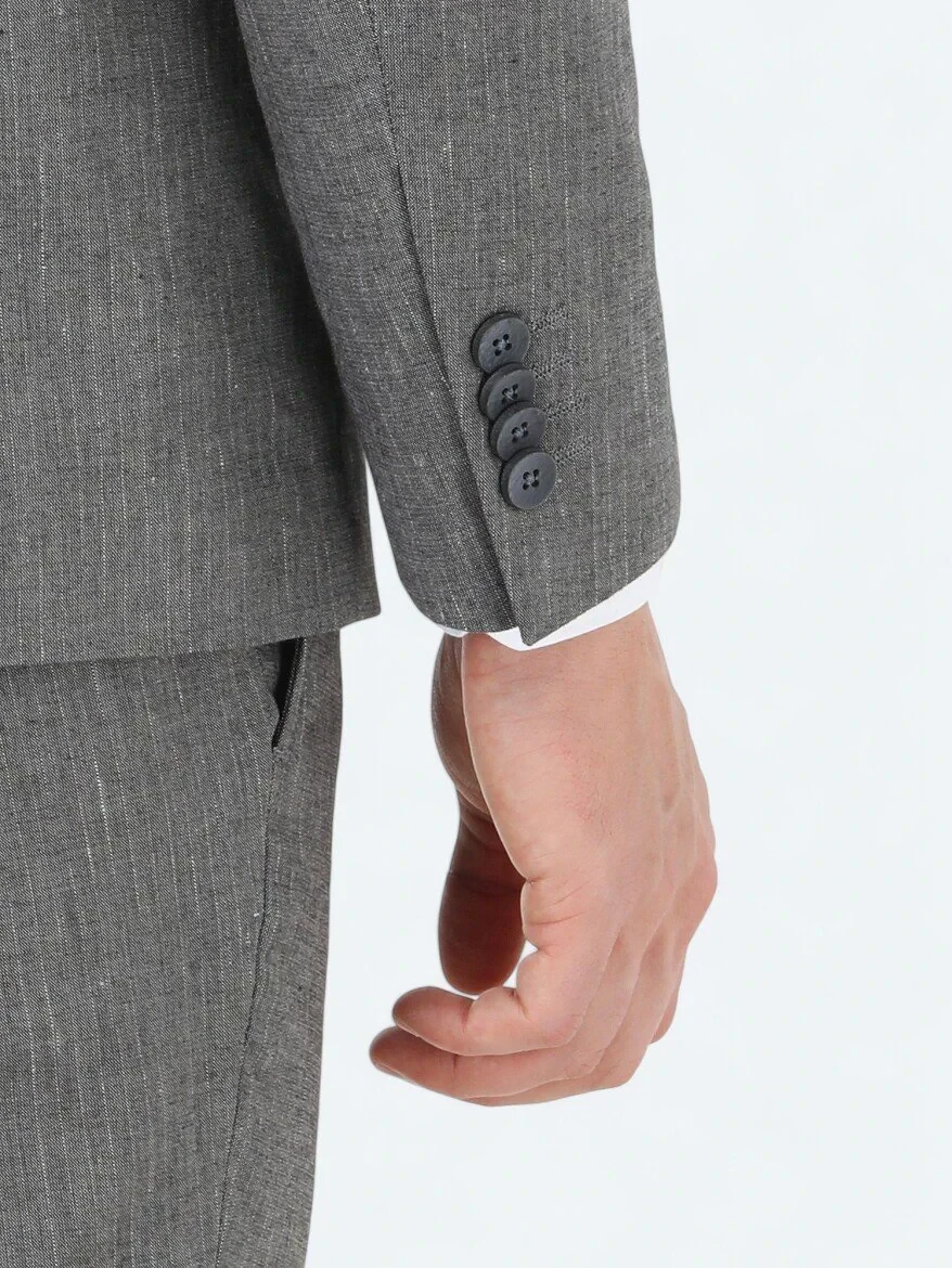 Hard Coal Striped Modern Fit Cotton Blended Suit - 5