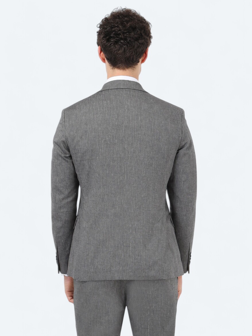 Hard Coal Striped Modern Fit Cotton Blended Suit - 6