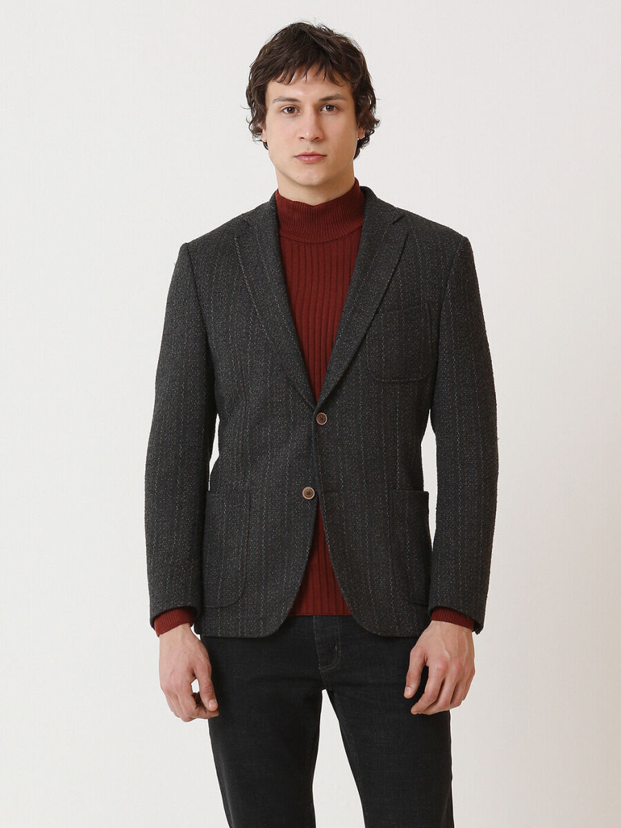 Hard Coal Striped Modern Fit Jacket - 1
