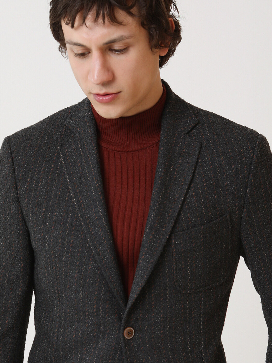 Hard Coal Striped Modern Fit Jacket - 4