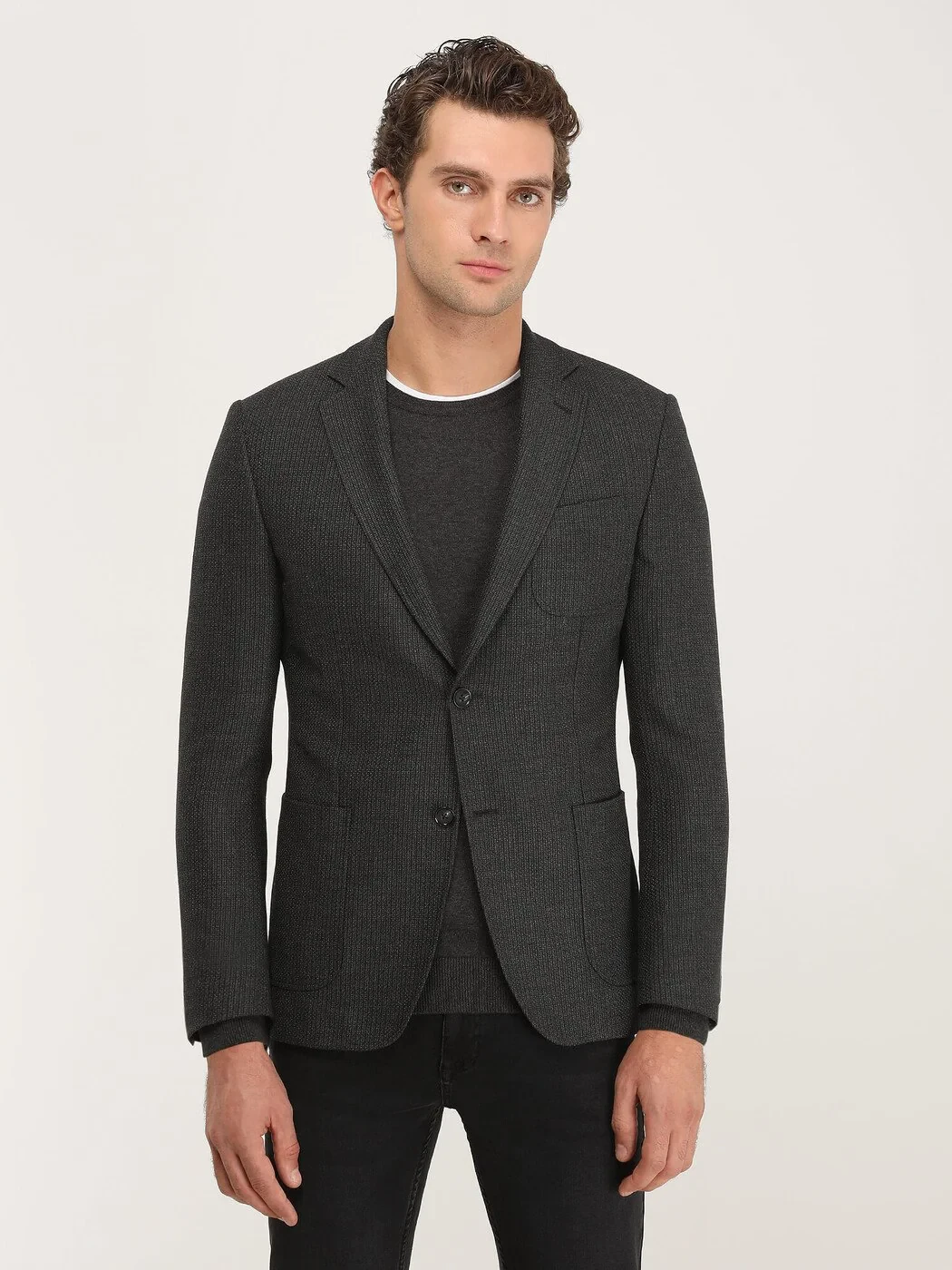 Hard Coal Striped Modern Fit Jacket - 1