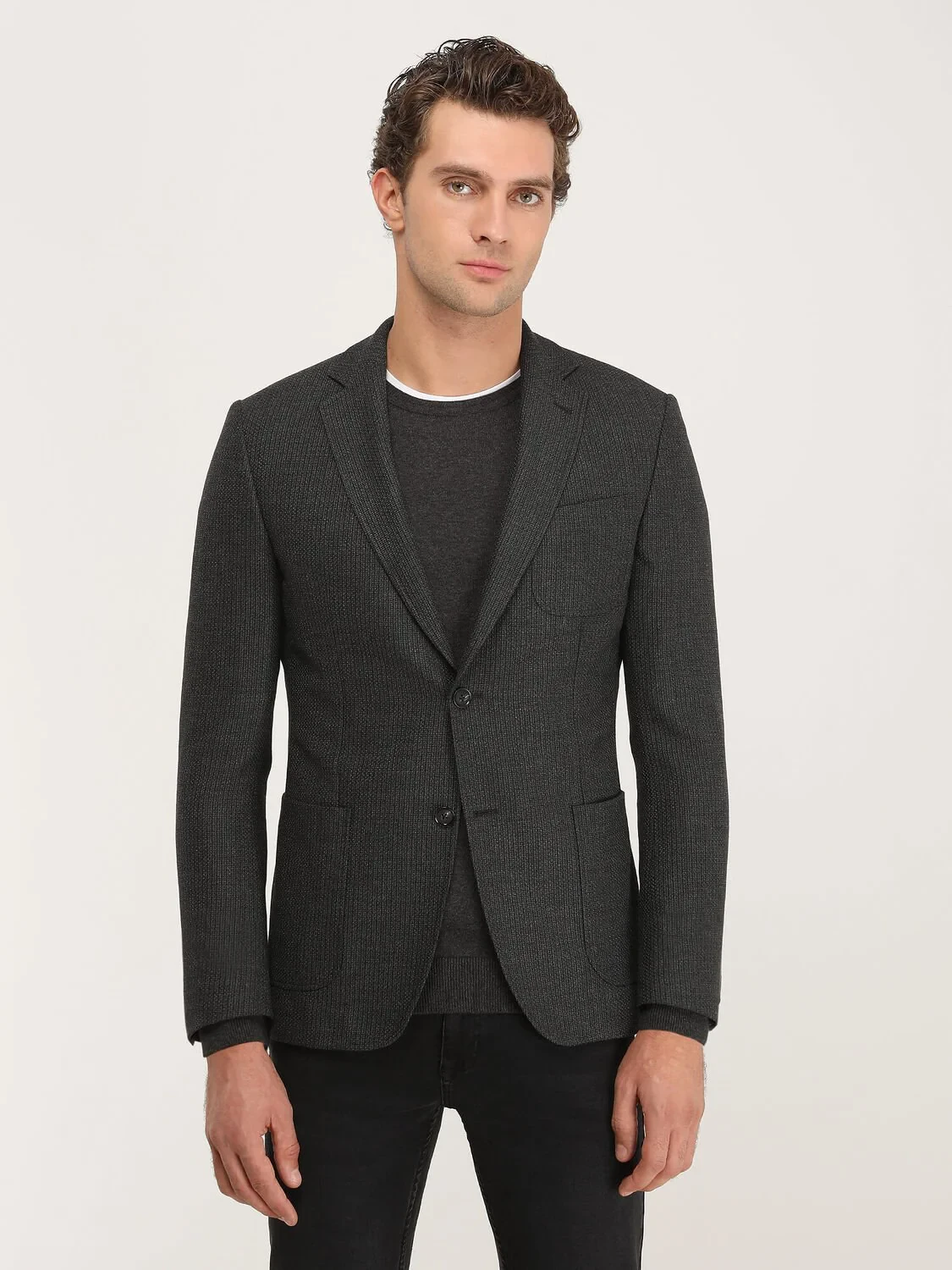 Hard Coal Striped Modern Fit Jacket - 1