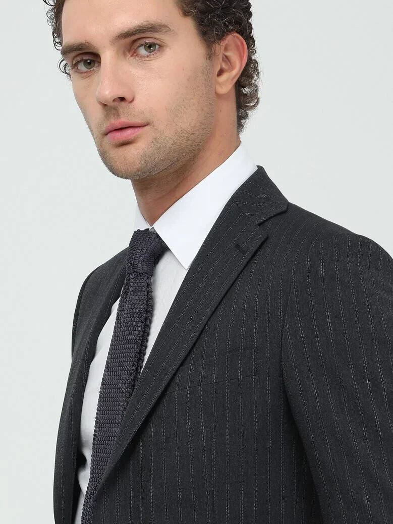 Hard Coal Striped Modern Fit Suit - 3