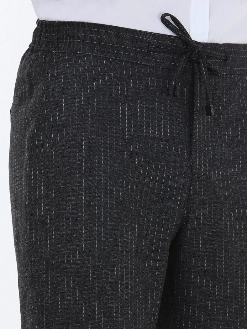 Hard Coal Striped Modern Fit Suit - 7