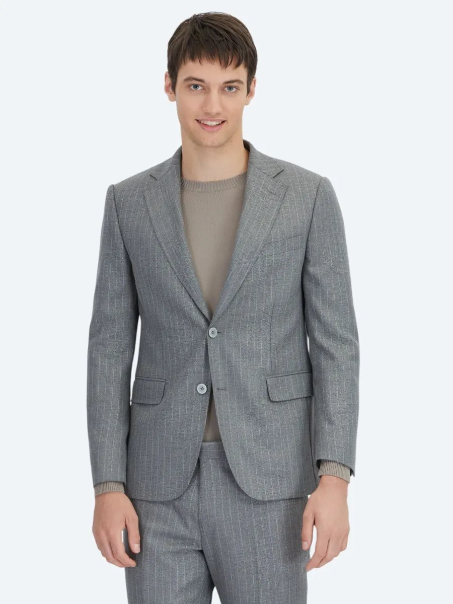 Hard Coal Striped Modern Fit Suit - 1