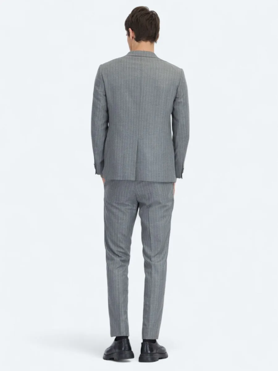 Hard Coal Striped Modern Fit Suit - 5