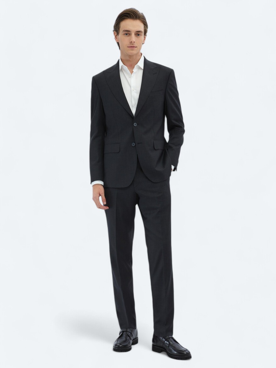 Hard Coal Striped Modern Fit Wool Blended Suit - 2