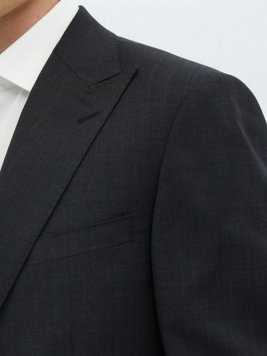 Hard Coal Striped Modern Fit Wool Blended Suit - 5