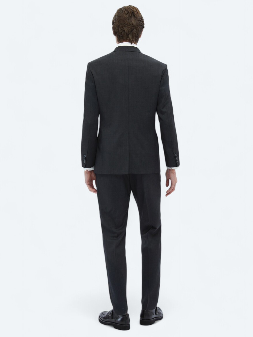 Hard Coal Striped Modern Fit Wool Blended Suit - 6