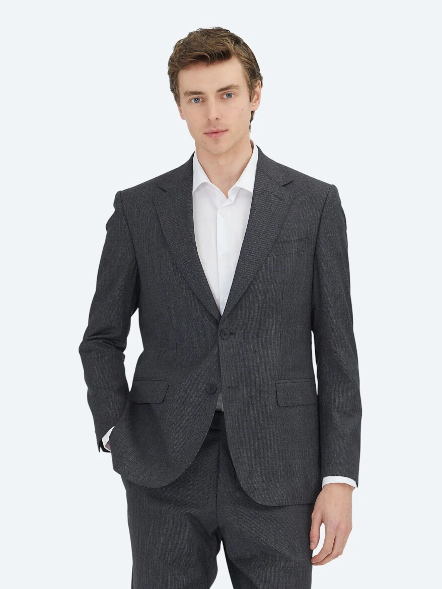 Hard Coal Striped Modern Fit Wool Blended Suit - 2