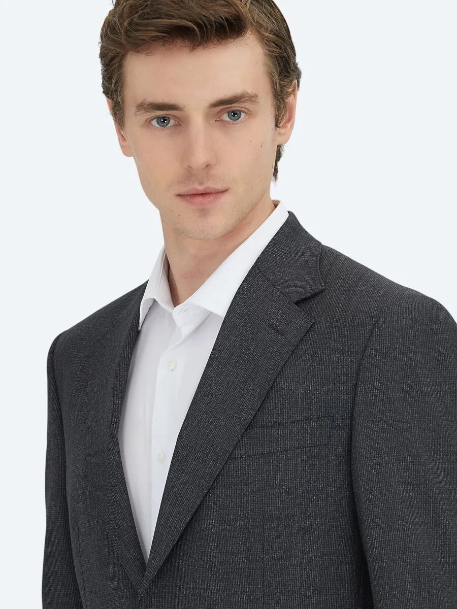 Hard Coal Striped Modern Fit Wool Blended Suit - 4