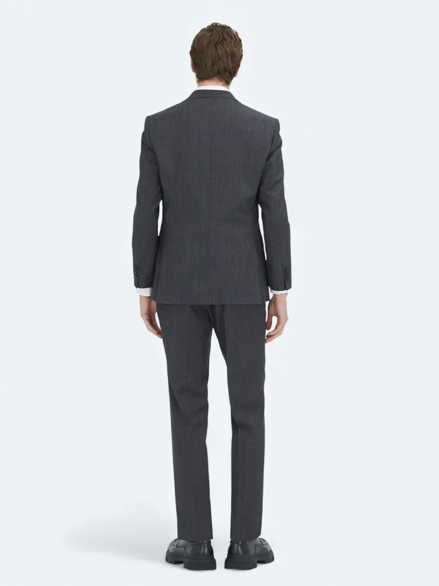 Hard Coal Striped Modern Fit Wool Blended Suit - 5