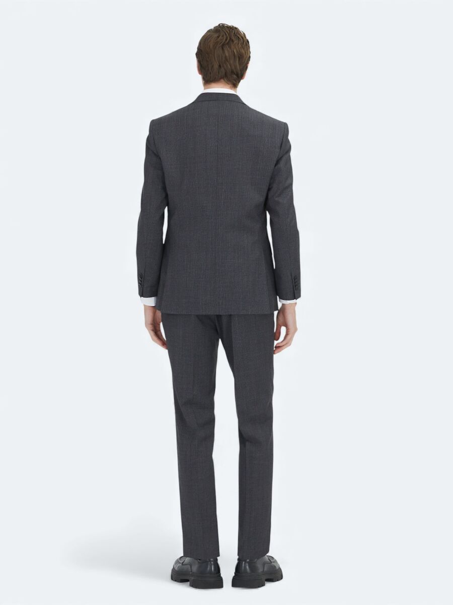 Hard Coal Striped Modern Fit Wool Blended Suit - 5