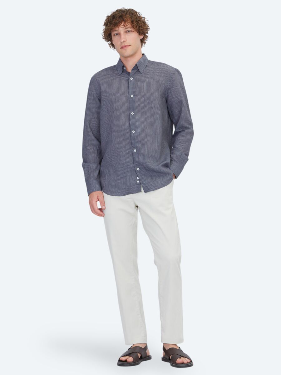 Hard Coal Striped Regular Fit Long Weaving Casual Shirt - 2