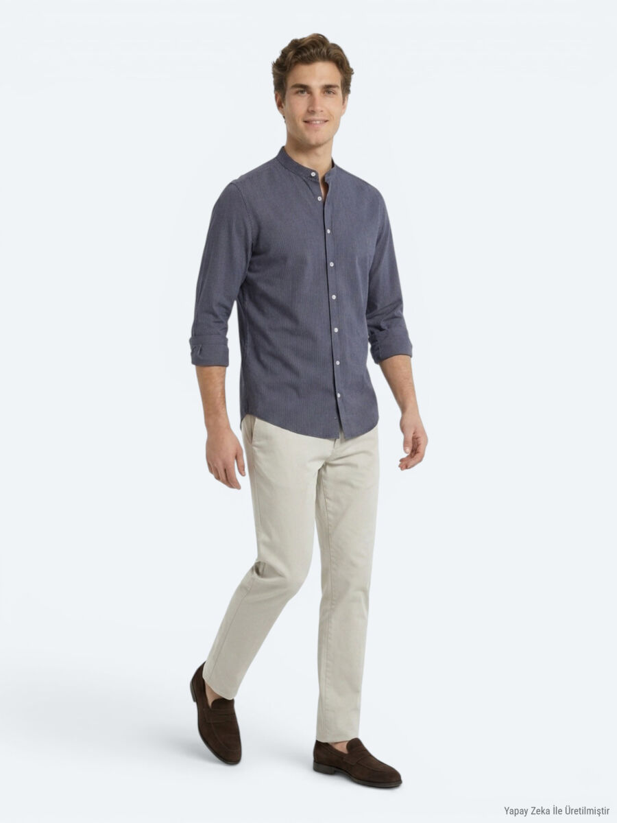 Hard Coal Striped Regular Fit Long Weaving Casual Shirt - 2