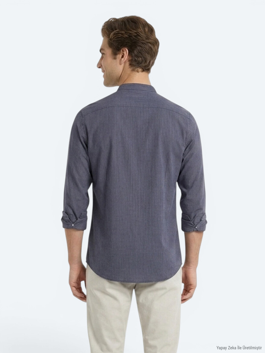 Hard Coal Striped Regular Fit Long Weaving Casual Shirt - 5