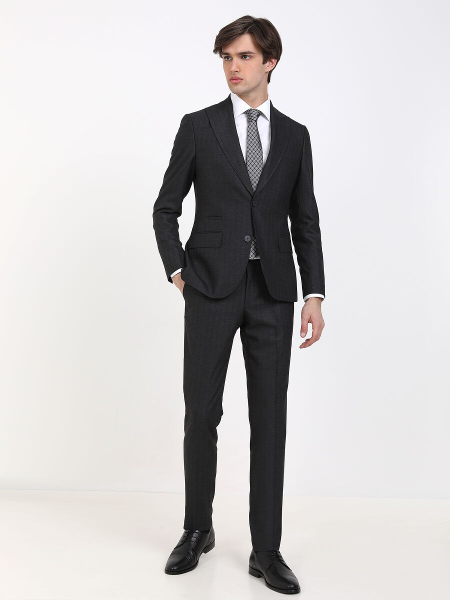 Hard Coal Striped Slim Fit Suit - 1
