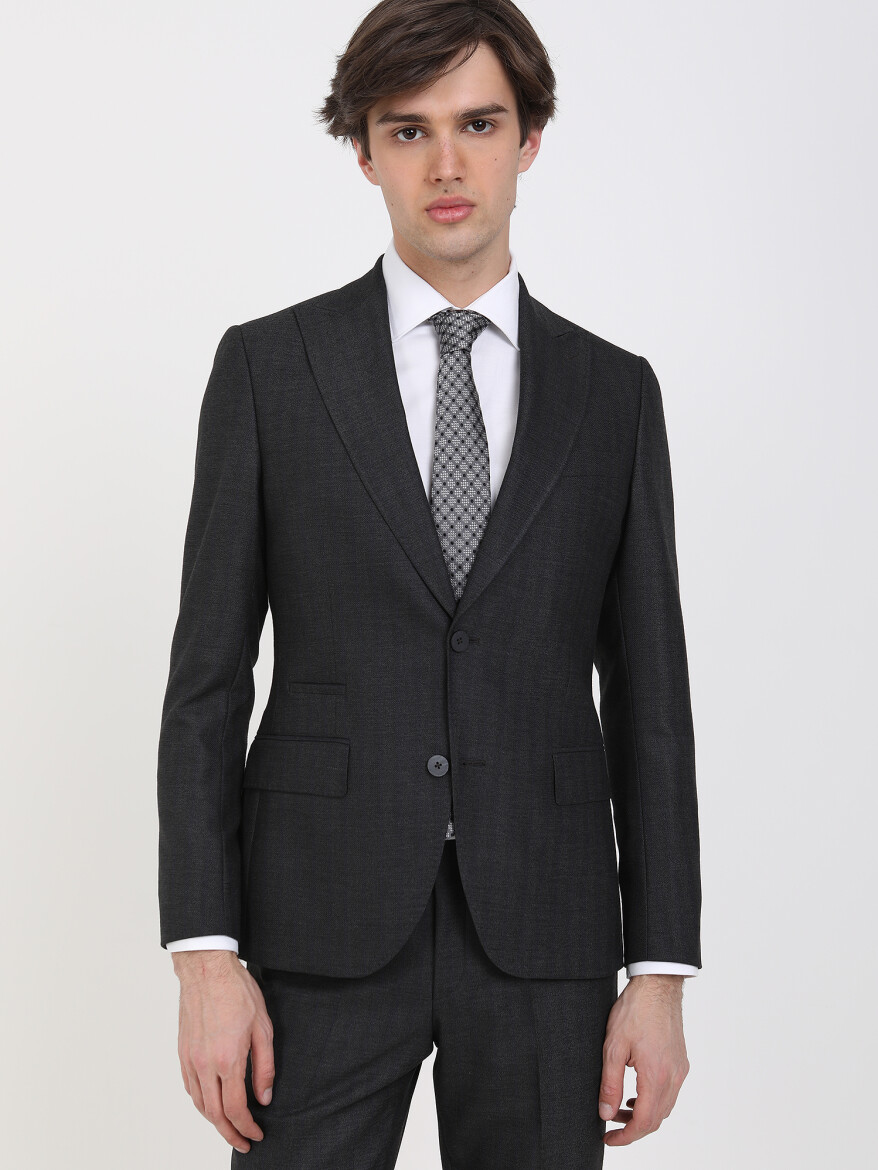 Hard Coal Striped Slim Fit Suit - 2