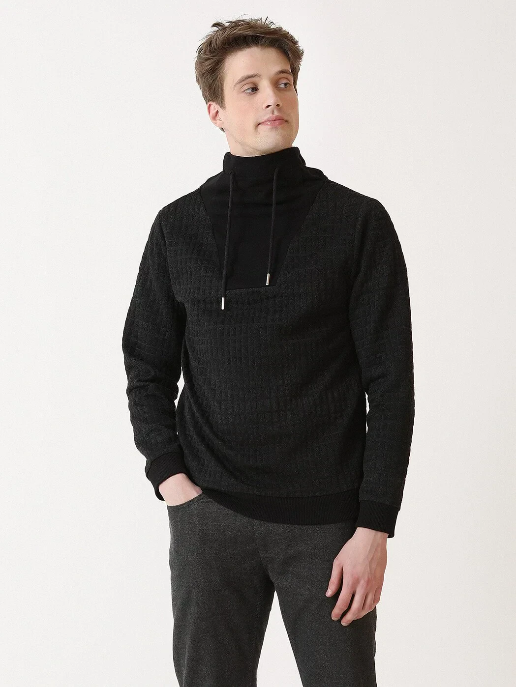 Hard Coal Turtleneck Jacquard Sweatshirt - 3