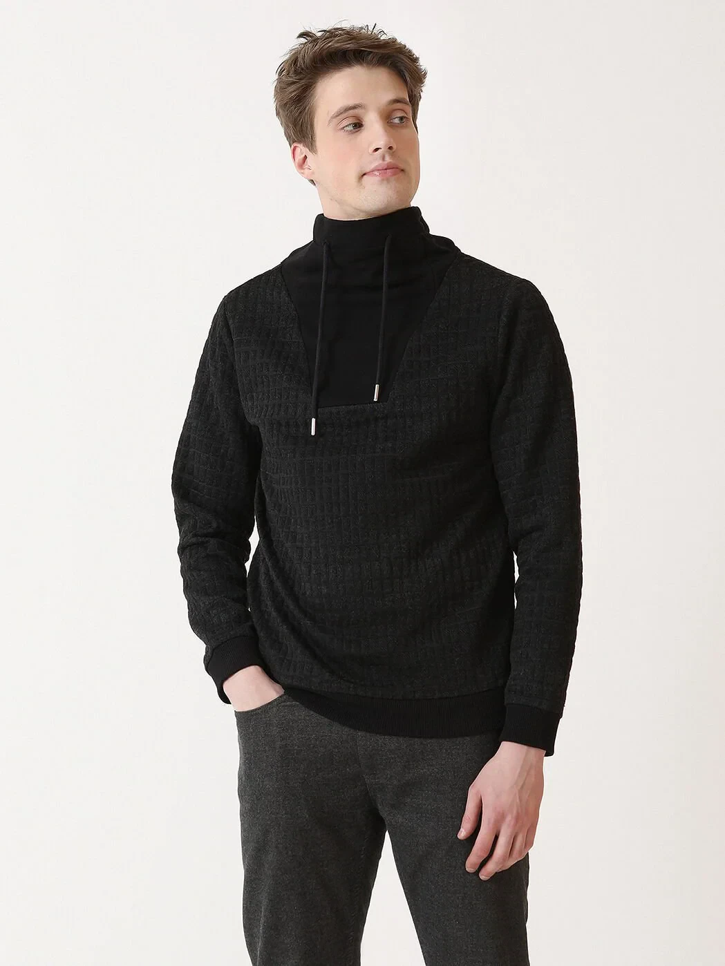 Hard Coal Turtleneck Jacquard Sweatshirt - 3