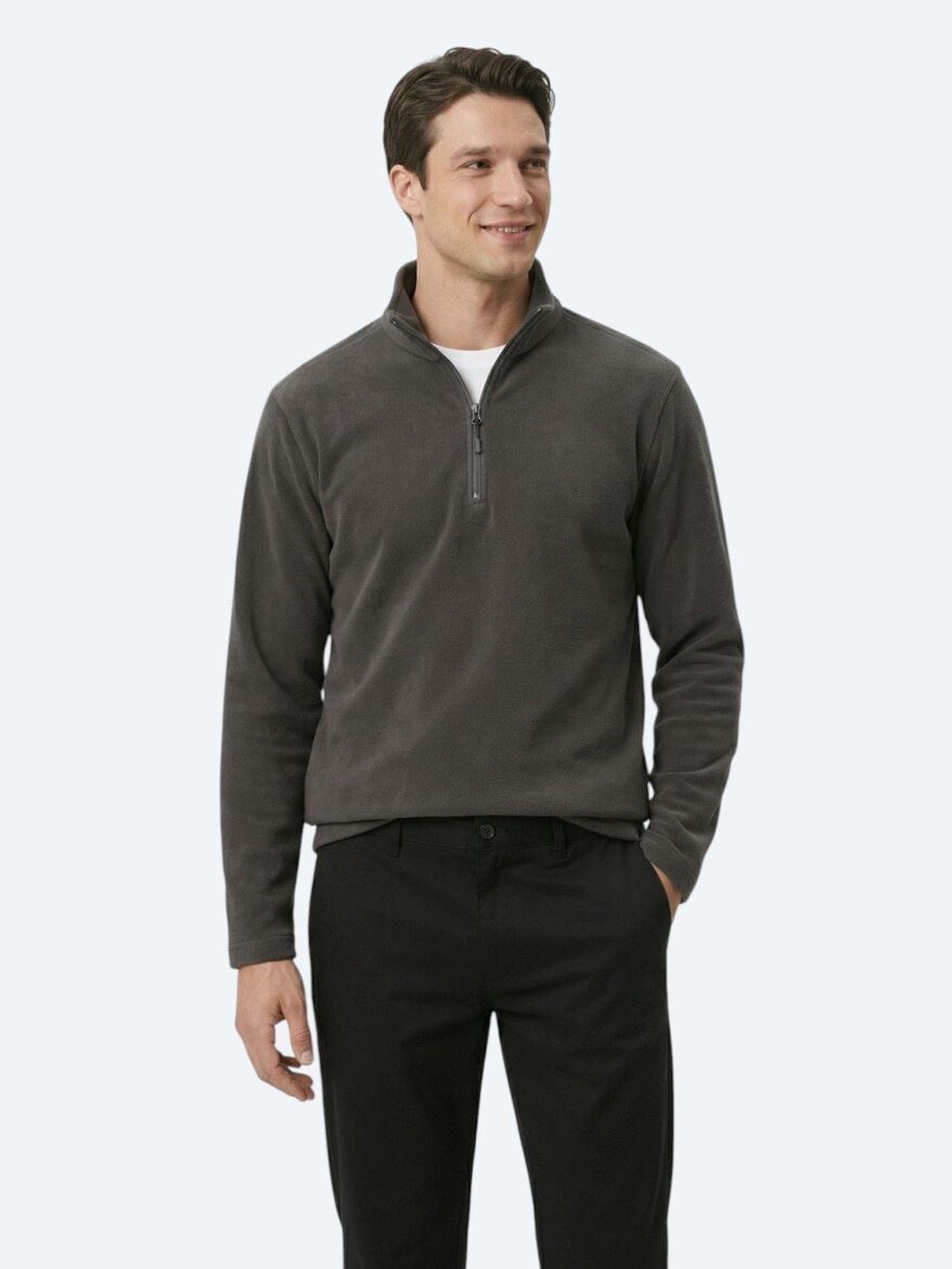 Hard Coal Turtleneck Plain Sweatshirt - KİP
