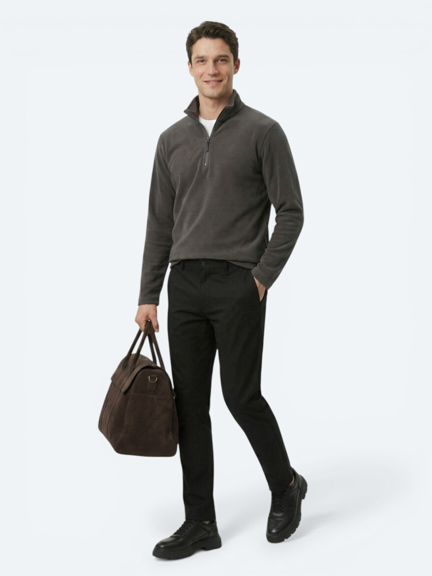 Hard Coal Turtleneck Plain Sweatshirt - 4