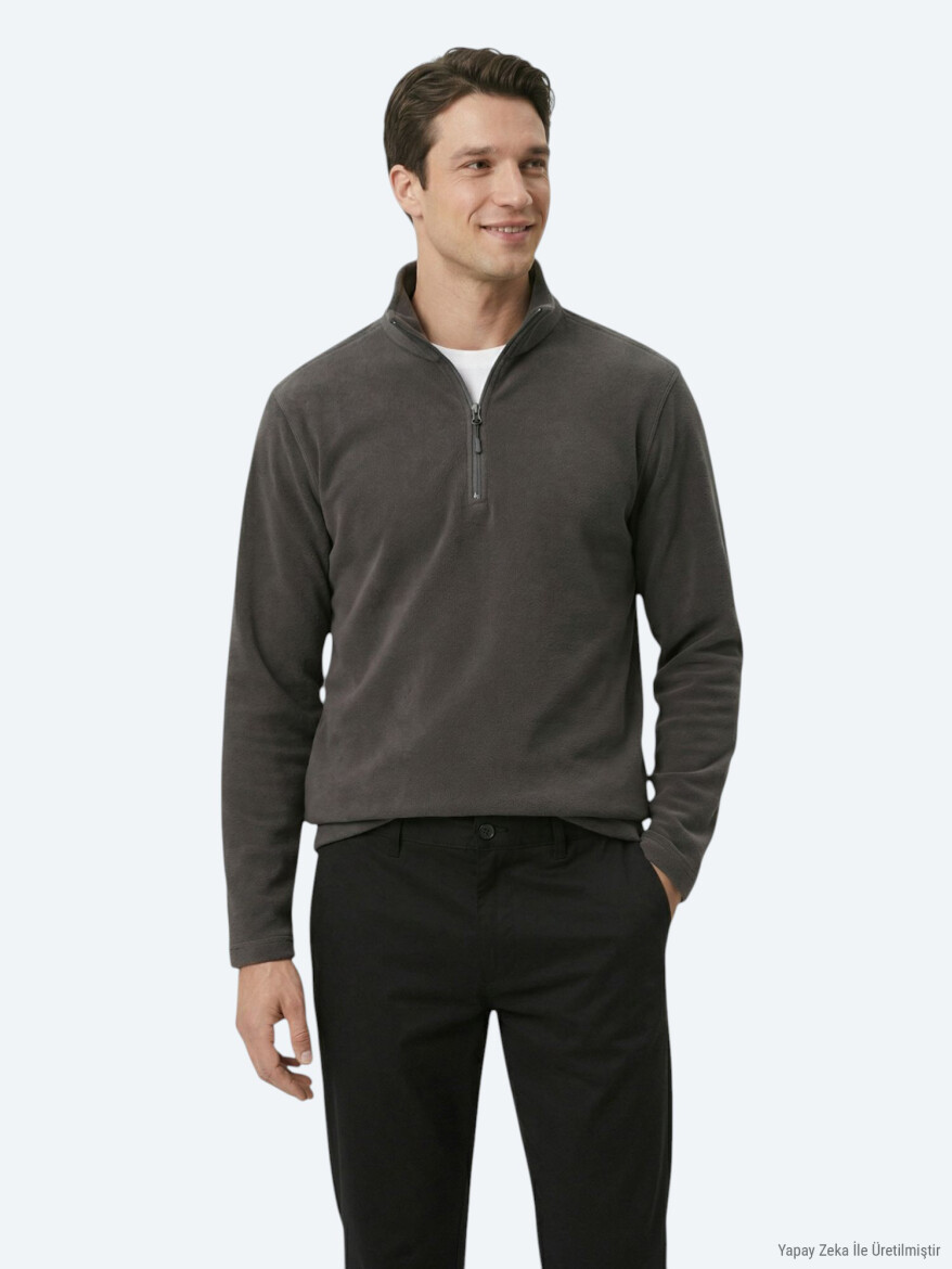 Hard Coal Turtleneck Plain Sweatshirt - KİP