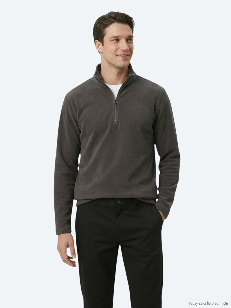 Hard Coal Turtleneck Plain Sweatshirt - 1