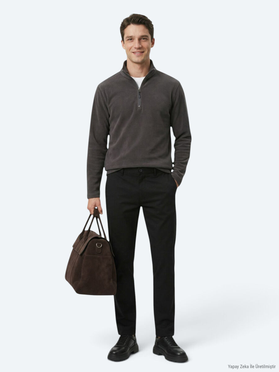 Hard Coal Turtleneck Plain Sweatshirt - 2