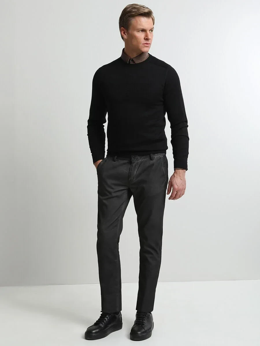 Hard Coal Weaving Fitted Fit Casual Cotton Blended Trousers - 2