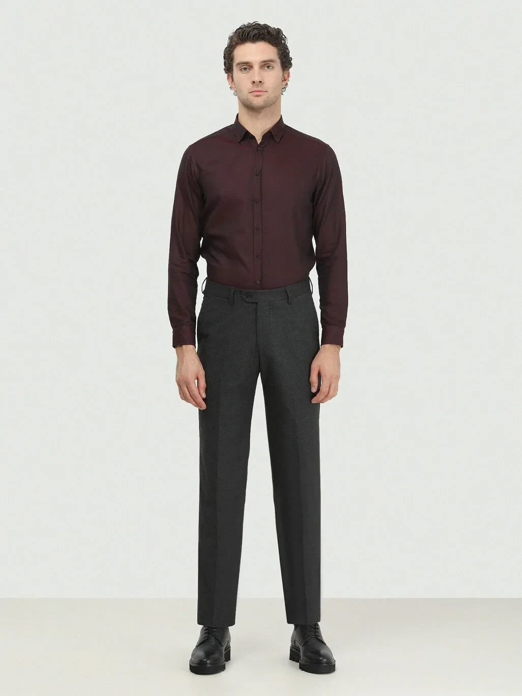 Hard Coal Weaving Fitted Fit Classical Trousers - 2
