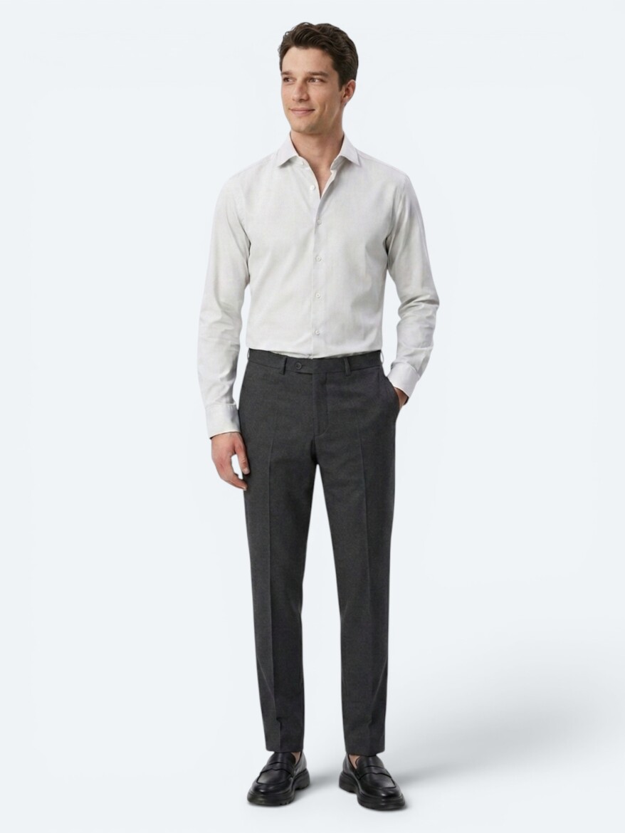 Hard Coal Weaving Fitted Fit Classical Trousers 