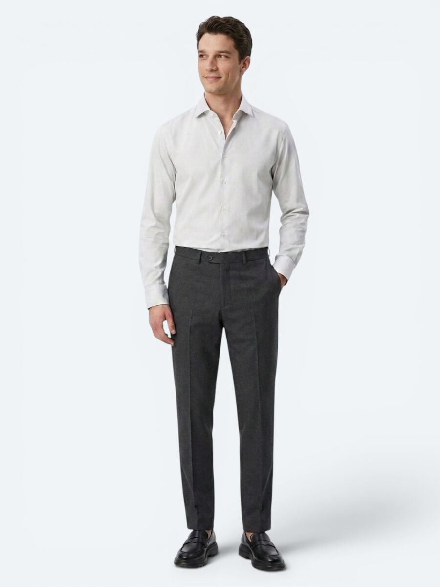 Hard Coal Weaving Fitted Fit Classical Trousers - 1