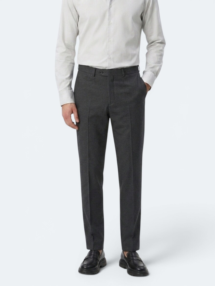 Hard Coal Weaving Fitted Fit Classical Trousers - 4