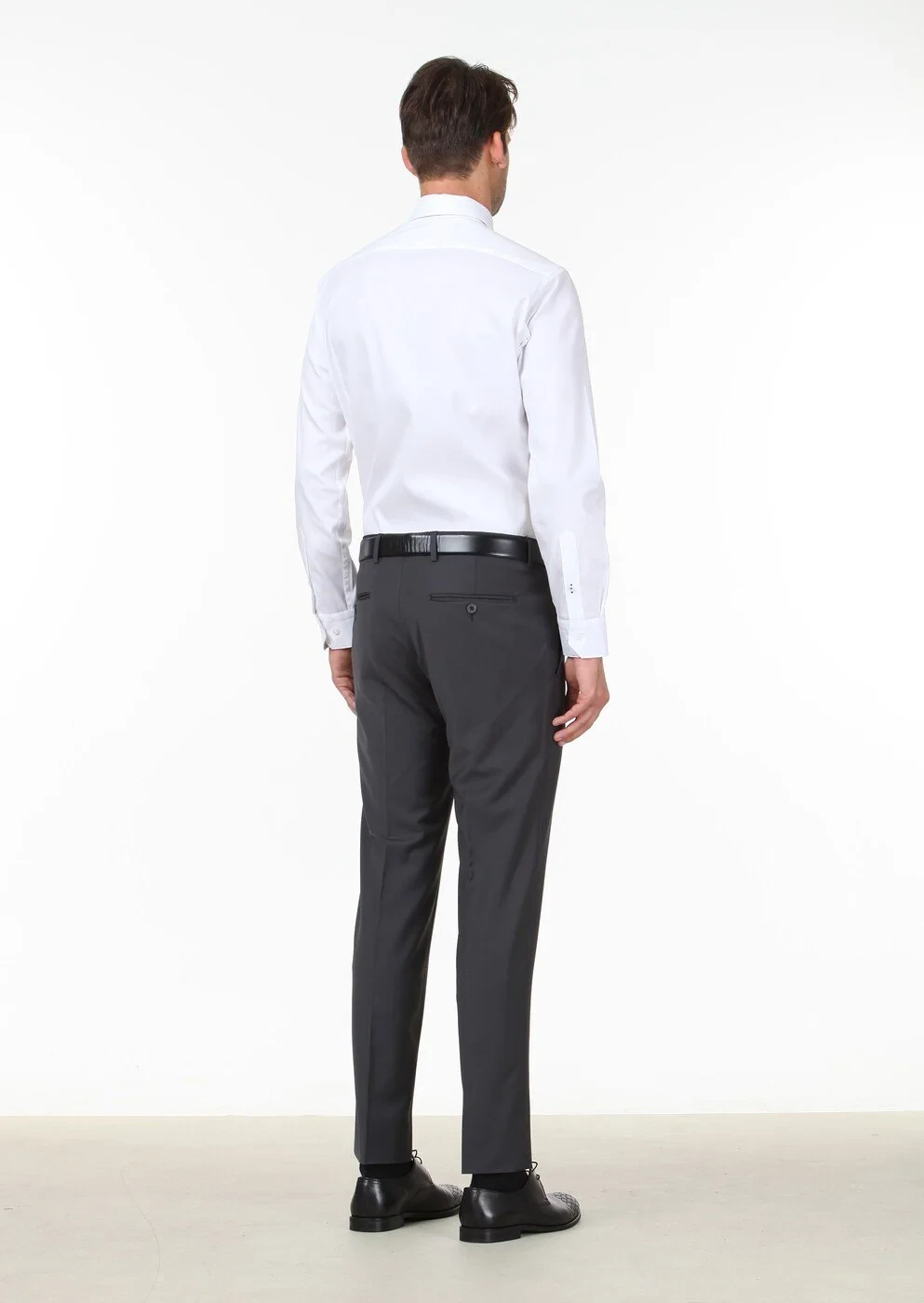 Hard Coal Weaving Fitted Fit Classical Wool Blended Trousers - 3