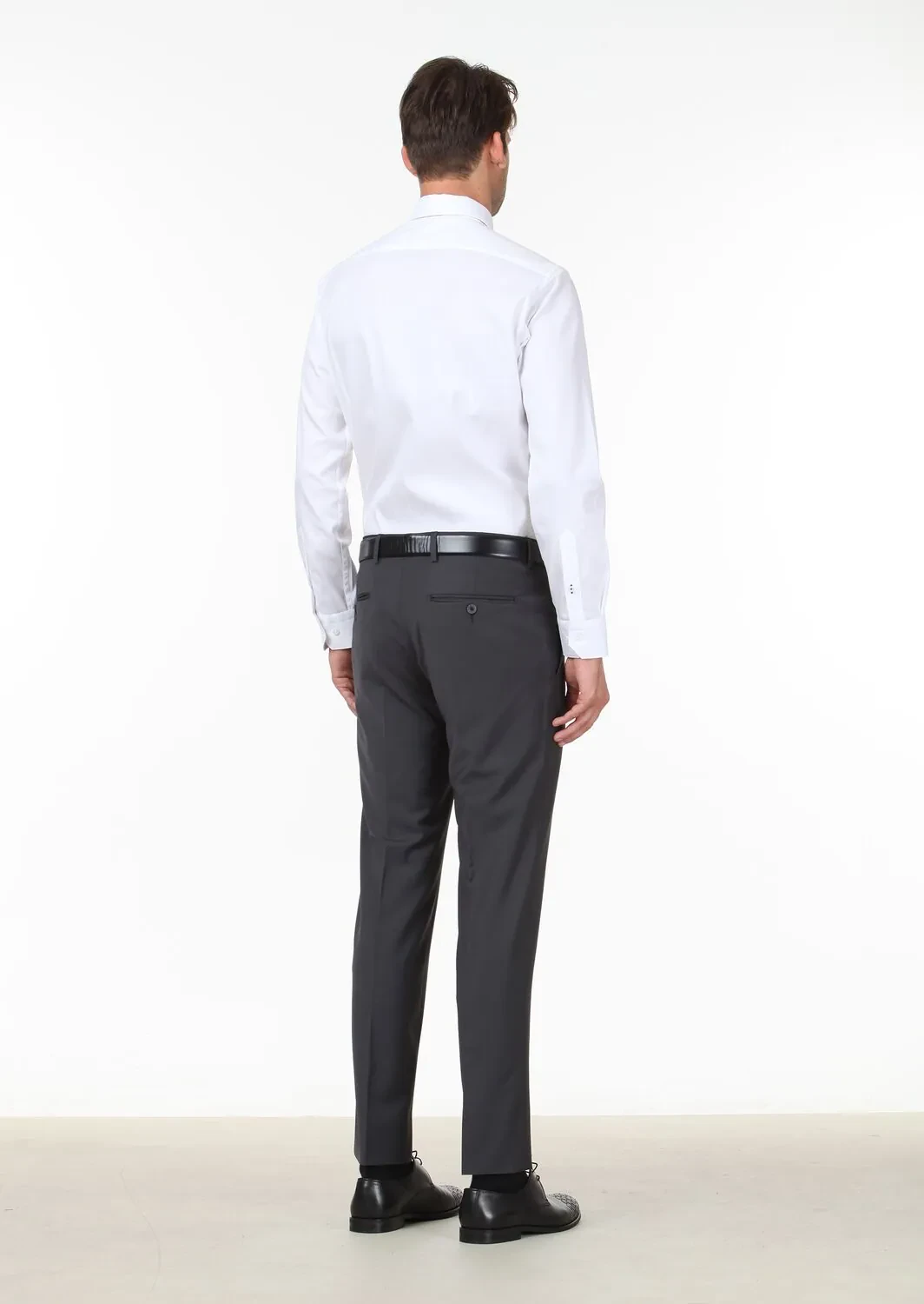 Hard Coal Weaving Fitted Fit Classical Wool Blended Trousers - 3