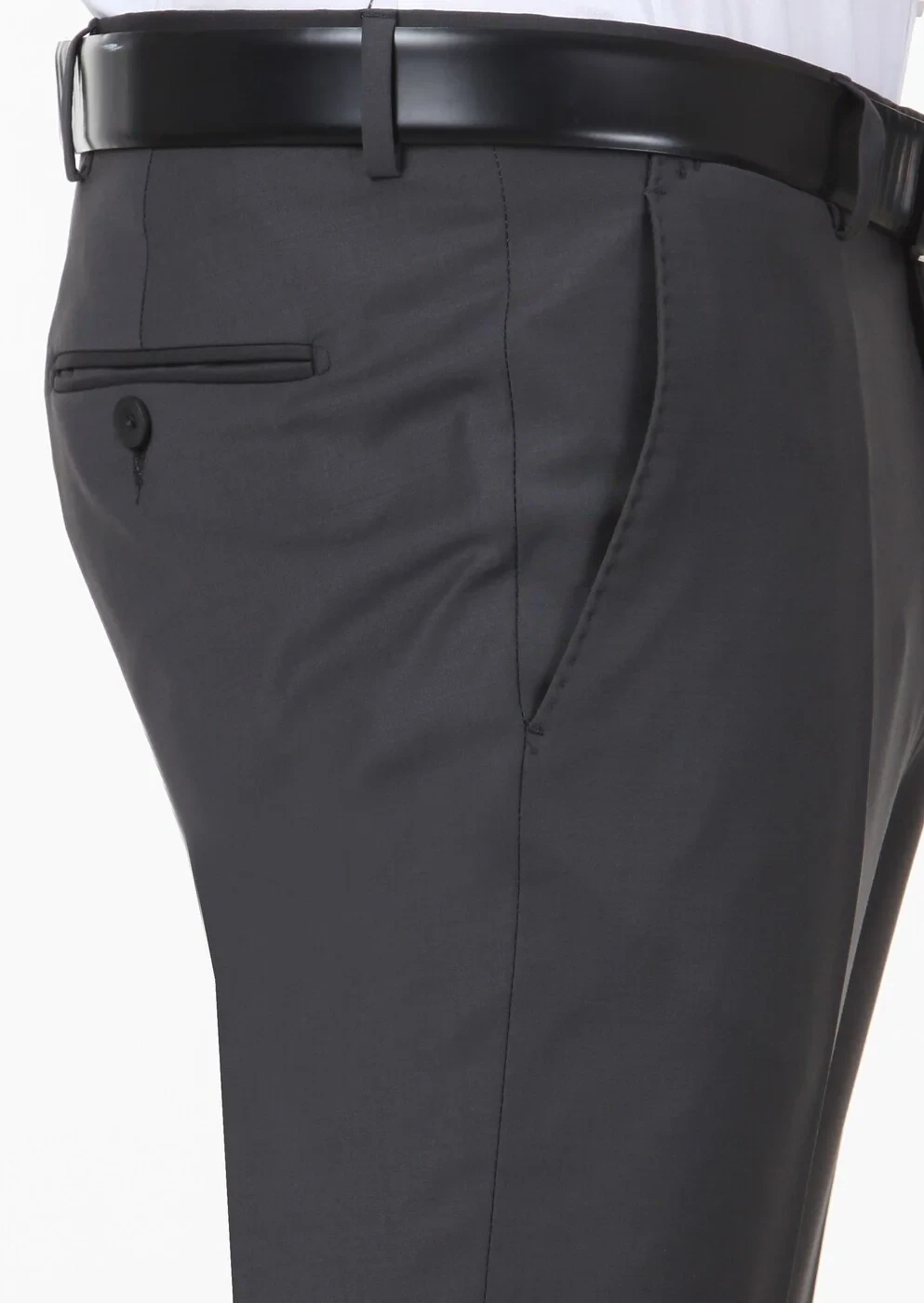 Hard Coal Weaving Fitted Fit Classical Wool Blended Trousers - 4
