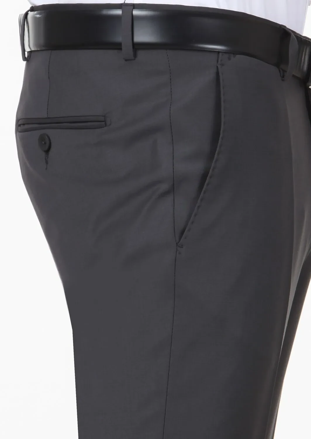 Hard Coal Weaving Fitted Fit Classical Wool Blended Trousers - 4