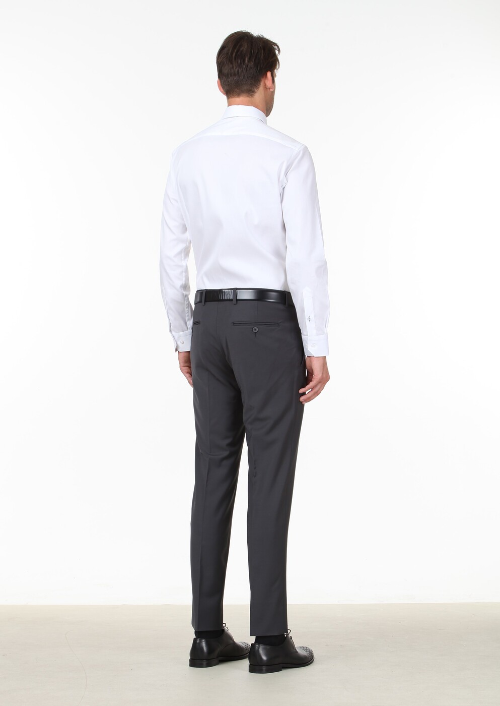 Hard Coal Weaving Fitted Fit Classical Wool Blended Trousers - 3