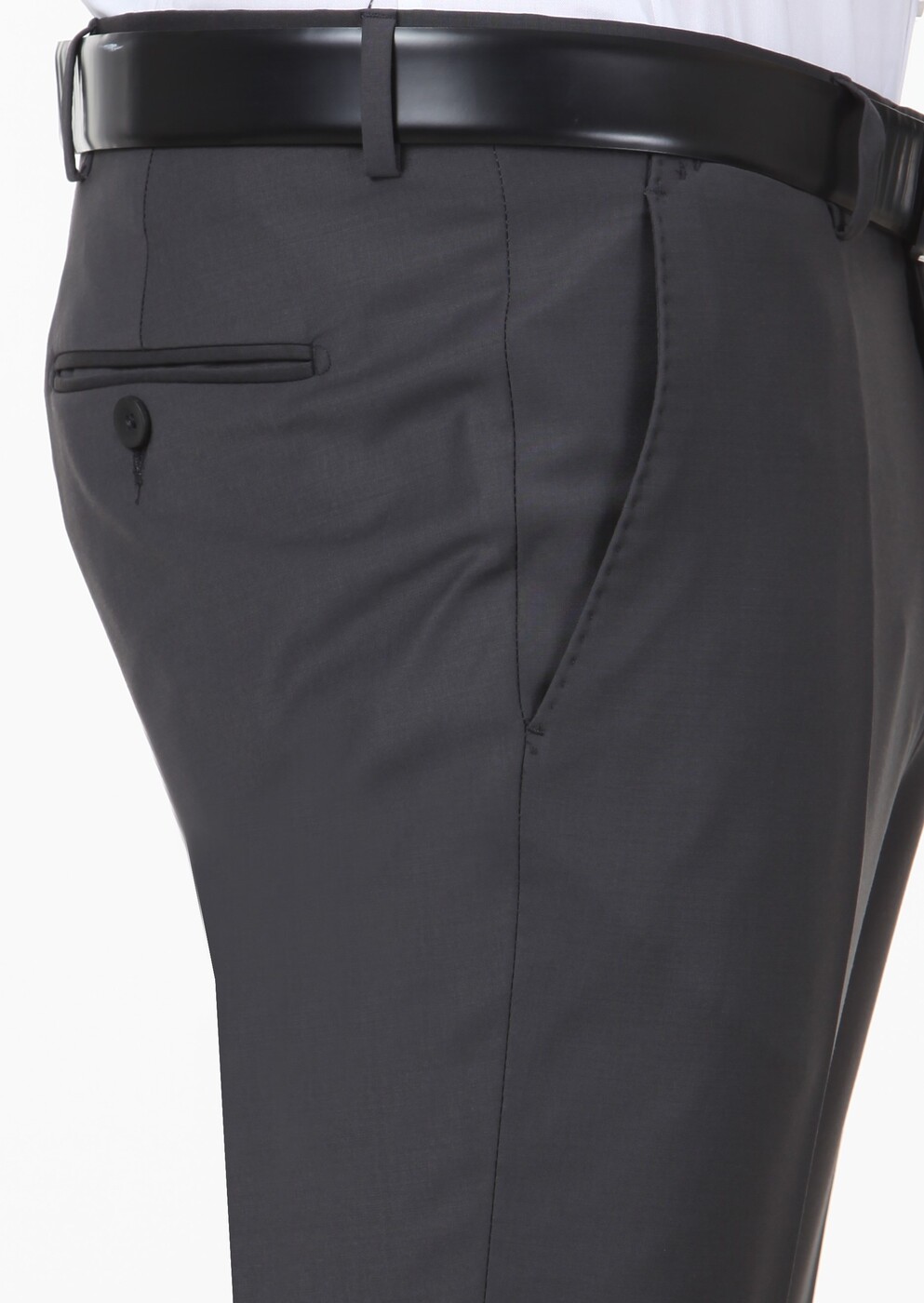 Hard Coal Weaving Fitted Fit Classical Wool Blended Trousers - 4