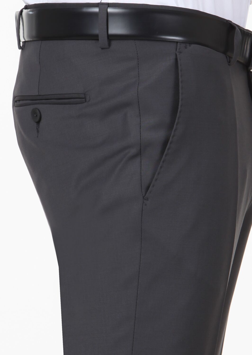 Hard Coal Weaving Fitted Fit Classical Wool Blended Trousers - 4