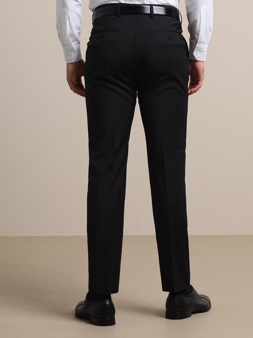 Hard Coal Weaving Fitted Fit Classical Wool Blended Trousers - 4