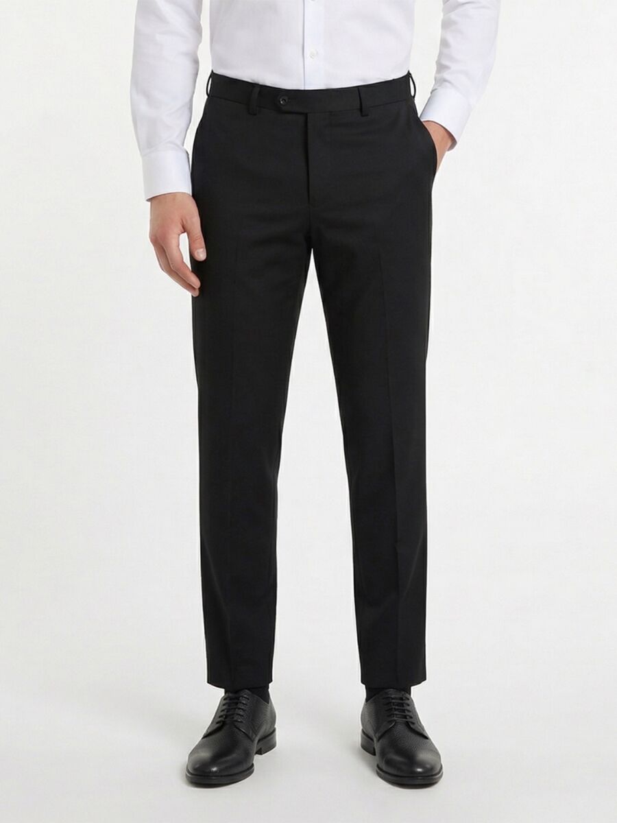 Hard Coal Weaving Fitted Fit Classical Wool Blended Trousers - 2