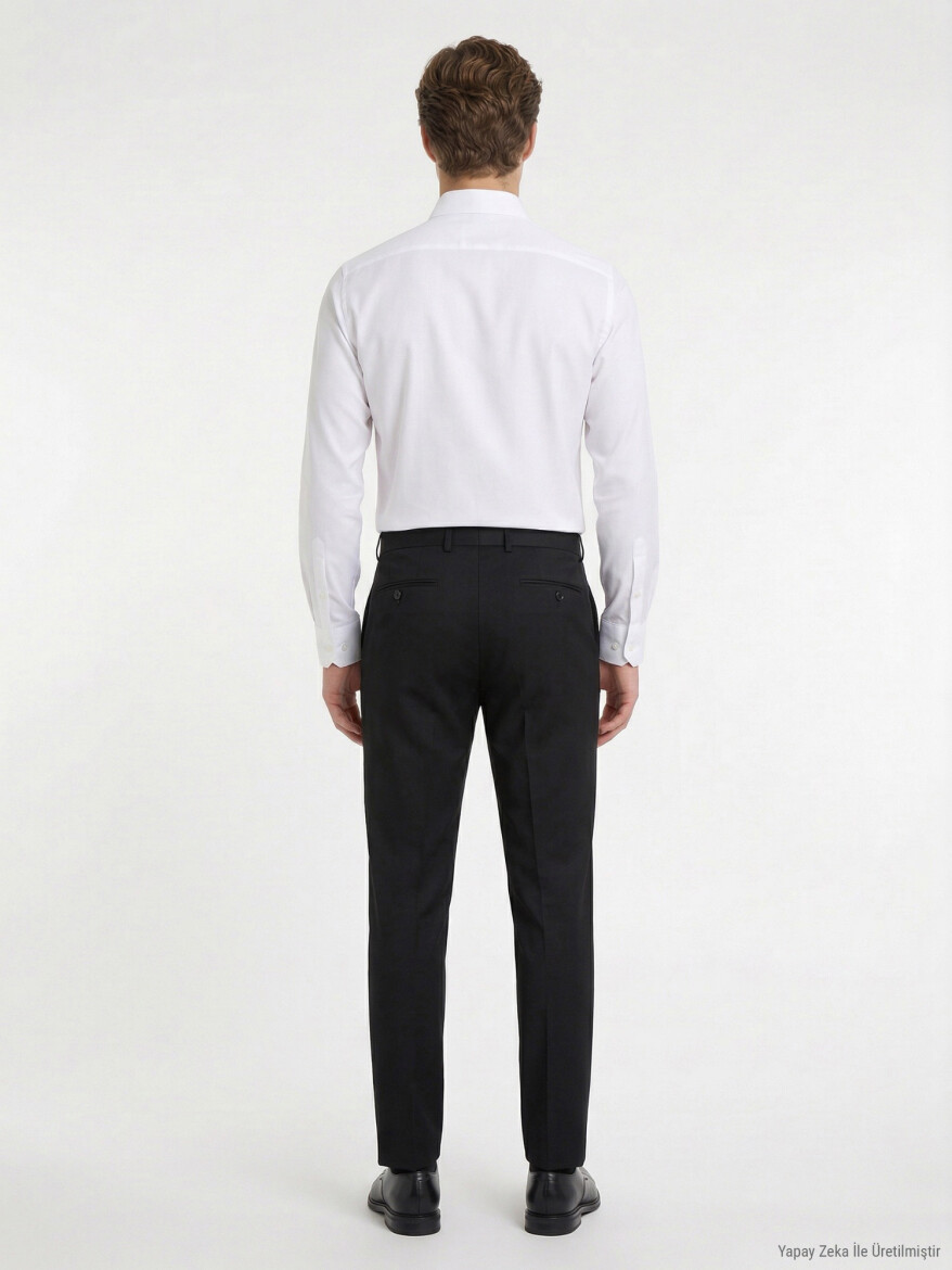 Hard Coal Weaving Fitted Fit Classical Wool Blended Trousers - 4