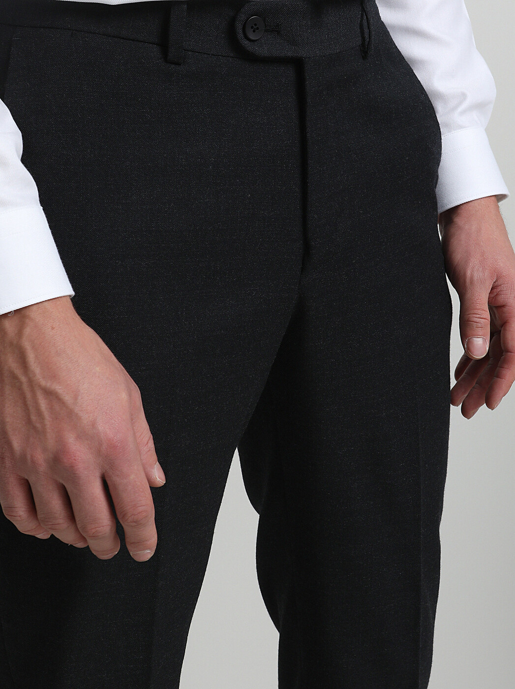 Hard Coal Weaving Fitted Fit Classical Wool Blended Trousers - 4